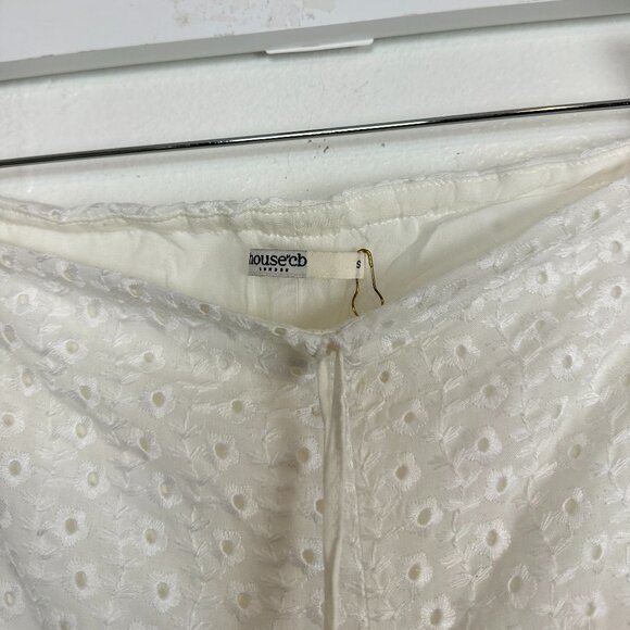 HOUSE OF CB Frankie Broderie Anglaise Drawstring Pants in Ivory Size Small - Picture 7 of 15
